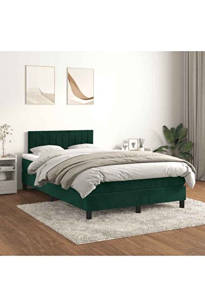 Concept Pat box spring cu saltea, verde închis, 120x200 cm, catifea