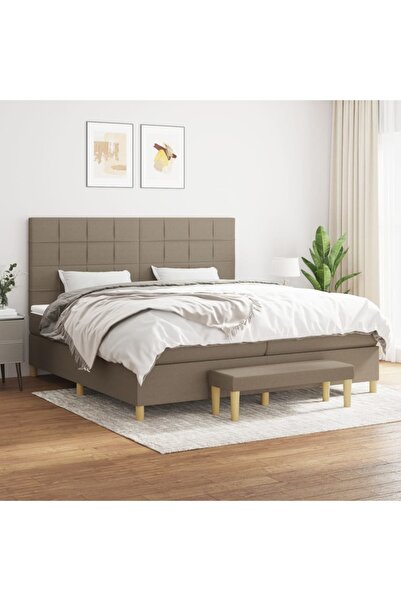 Concept Pat box spring cu saltea, gri taupe, 200x200 cm, textil