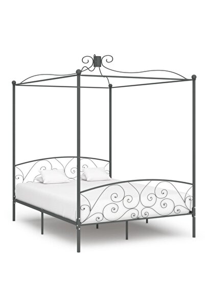 Concept Σκελετός κρεβατιού με ουρανό, γκρι, 160 x 200 εκ., μεταλλικός