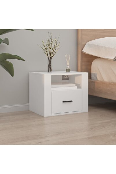 Concept Επιτοίχιο κομοδίνο, λευκό, 50x36x40 εκ.