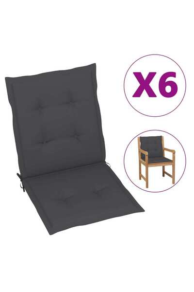 Concept Μαξιλάρια καρέκλας κήπου, 6 τεμ., ανθρακί, 100 x 50 x 3 εκ.