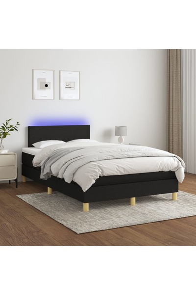 Concept Pat cu arcuri, saltea și LED, negru, 120x200 cm, textil