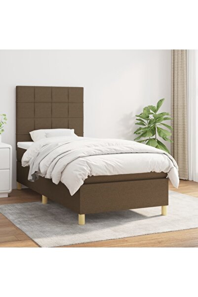 Concept Pat box spring cu saltea, maro închis, 90x200 cm, textil