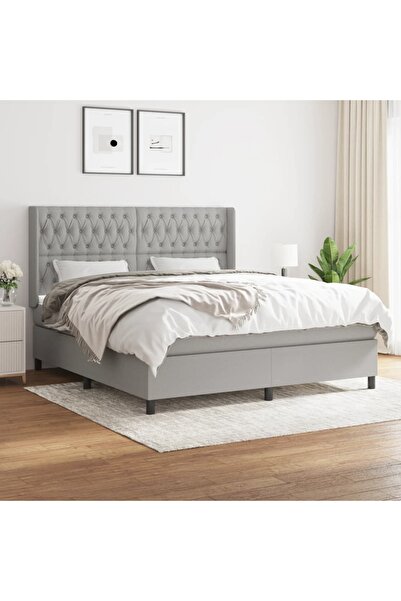 Concept Κρεβάτι Continental, ανοιχτό γκρι, 180x200 cm, ύφασμα