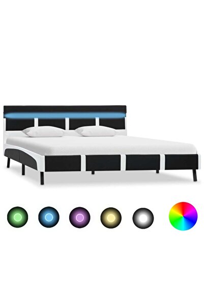 Concept Σκελετός κρεβατιού LED, μαύρο, 120 x 200 cm, οικολογικό Δερμάτινο