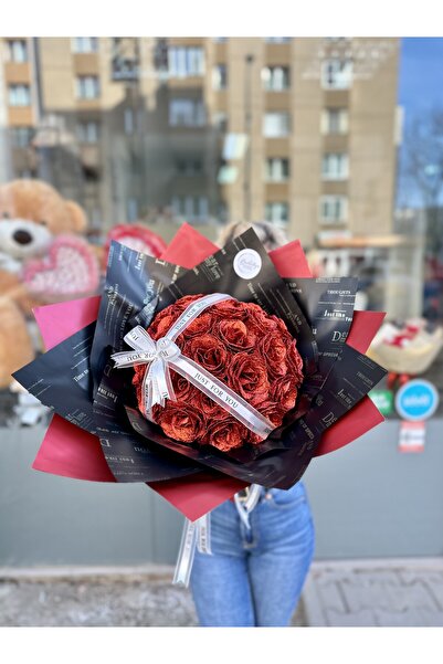 Buchetezie Burgundy Glitter Women's Gift Bouquet with Roses made of glitter m...
