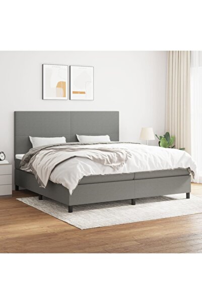 Concept Pat box spring cu saltea, gri închis, 200x200 cm, textil