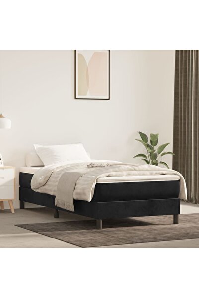 Concept Pat box spring cu saltea, negru, 90x190 cm, catifea