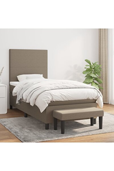 Concept Pat box spring cu saltea, gri taupe, 100x200 cm, textil