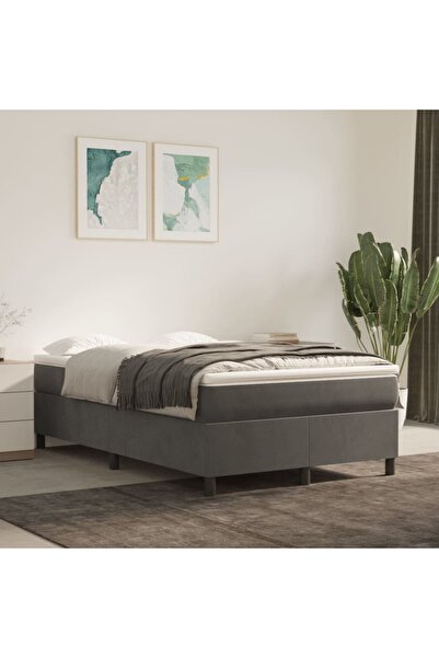 Concept Pat box spring cu saltea, gri închis, 120x200 cm, catifea