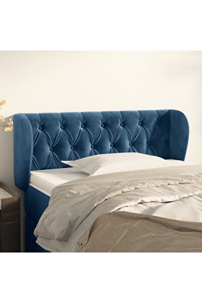 Concept Tăblie pat cu aripioare albastru închis 93x23x78/88 cm textil