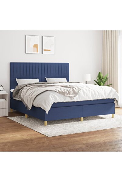 Concept Pat box spring cu saltea, albastru, 180x200 cm, material textil