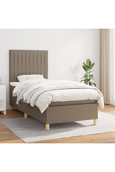 Concept Pat box spring cu saltea, gri taupe, 100x200 cm, textil