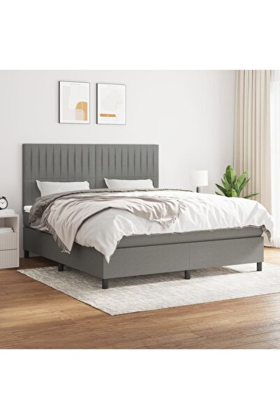 Concept Pat box spring cu saltea, gri închis, 180x200 cm, textil