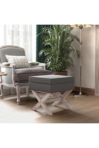 Concept Taburet de depozitare, gri închis, 45x45x49 cm, material textil