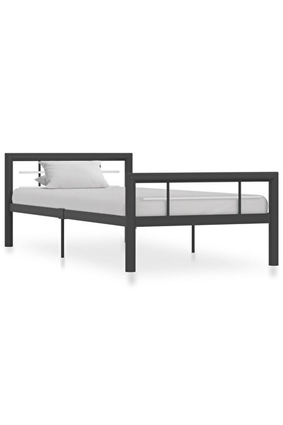 Concept Cadru de pat, gri și alb, 100 x 200 cm, metal