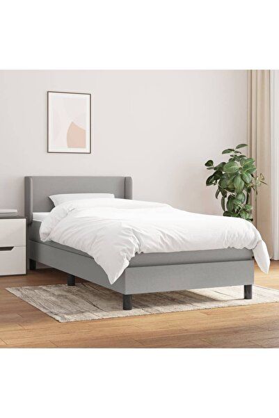 Concept Pat box spring cu saltea, gri deschis, 90x200 cm, textil