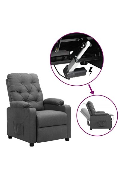 Concept Reclining armchair with lift, light gray, fabric