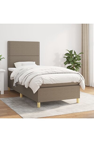 Concept Pat box spring cu saltea, gri taupe, 100x200 cm, textil