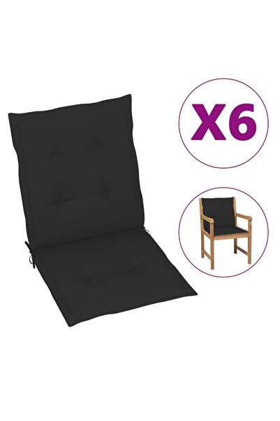 Concept Μαξιλάρια καρέκλας κήπου, 6 τεμ., μαύρα, 100 x 50 x 3 εκ.