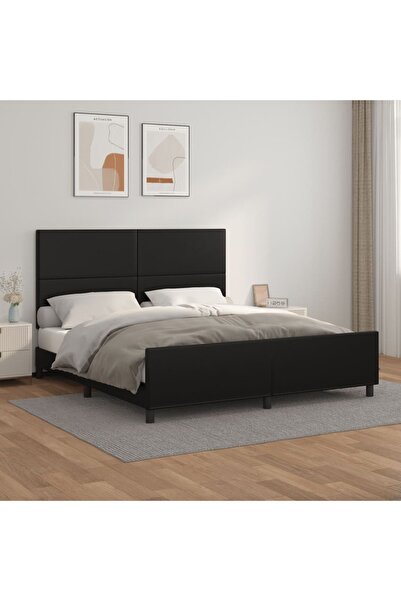 Concept Cadru de pat cu tăblie, negru, 160x200 cm, piele ecologică