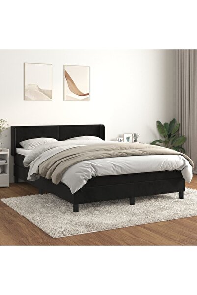 Concept Pat box spring cu saltea, negru, 140x200 cm, catifea