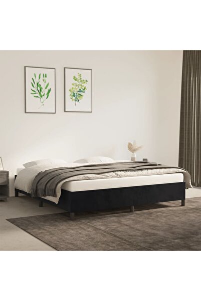 Concept Cadru de pat, negru, 180 x 200 cm, catifea