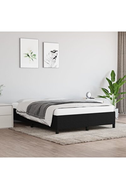 Concept Cadru de pat, negru, 140x200 cm, material textil