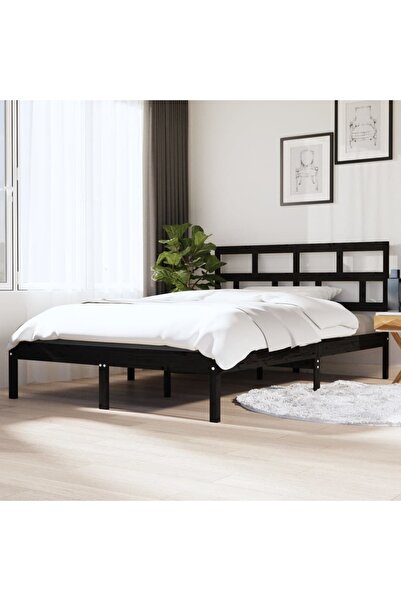 Concept Σκελετός κρεβατιού, μαύρο, 140x190 cm, μασίφ ξύλο πεύκου