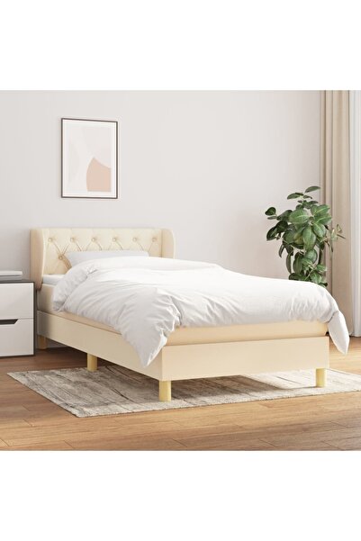 Concept Pat box spring cu saltea, crem, 80x200 cm, textil