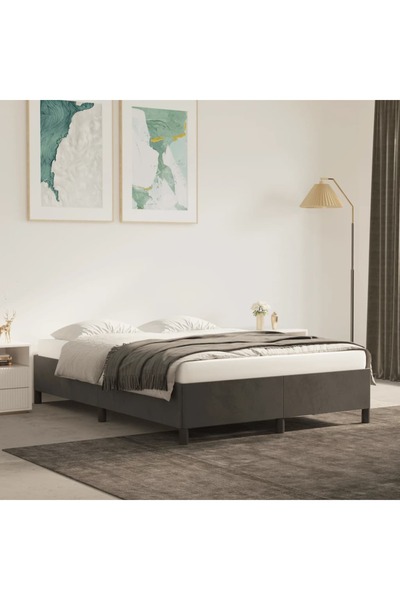 Concept Cadru de pat, gri închis, 140x190 cm, catifea