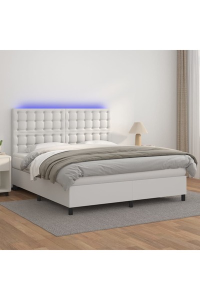 Concept Κρεβάτι με ελατήρια, στρώμα και LED, λευκό, 160x200 cm, οικολογικό Δε...