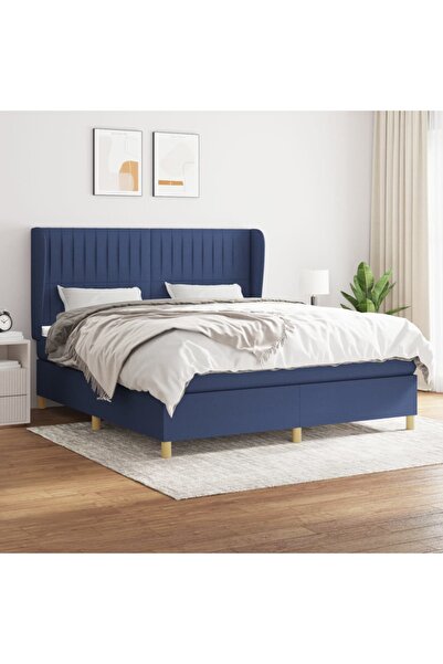 Concept Pat box spring cu saltea, albastru, 180x200 cm, material textil