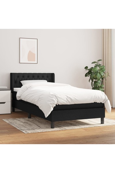 Concept Pat box spring cu saltea, negru, 90x190 cm, textil