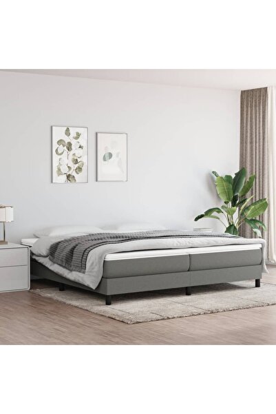 Concept Pat box spring cu saltea, gri închis, 200x200 cm, textil