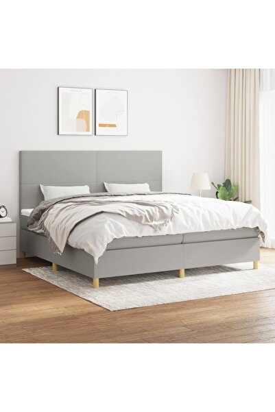 Concept Pat box spring cu saltea, gri deschis, 200x200 cm, textil