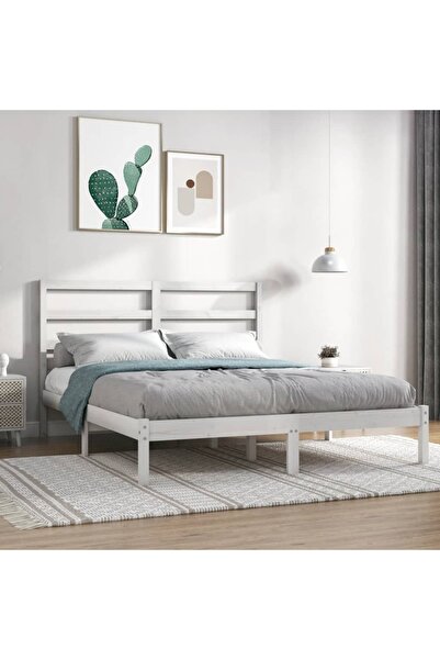 Concept Σκελετός κρεβατιού, λευκό, 140x190 cm, μασίφ ξύλο πεύκου