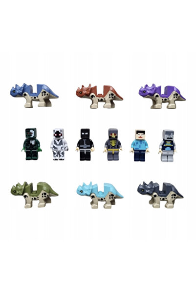 OEM Set 12 Figurine Lego Cu Accesorii, Minecraft, 4 cm
