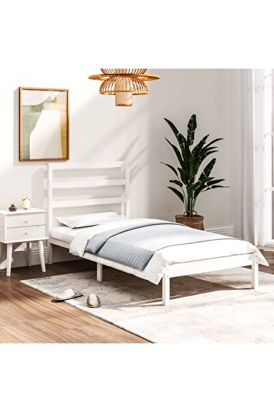 Concept Σκελετός Μονό κρεβατιού 3FT, λευκό, 90x190 cm, μασίφ ξύλο