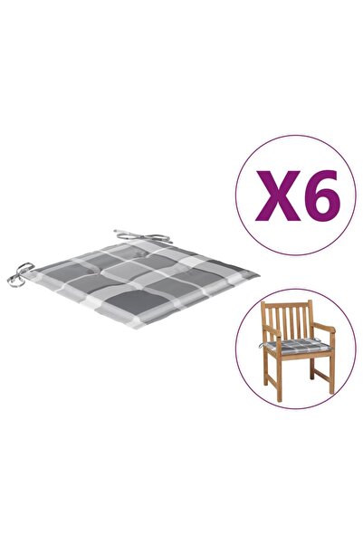 Concept Μαξιλάρια καρέκλας κήπου, 6 τεμ., γκρι καρό, 50x50x3 cm, ύφασμα