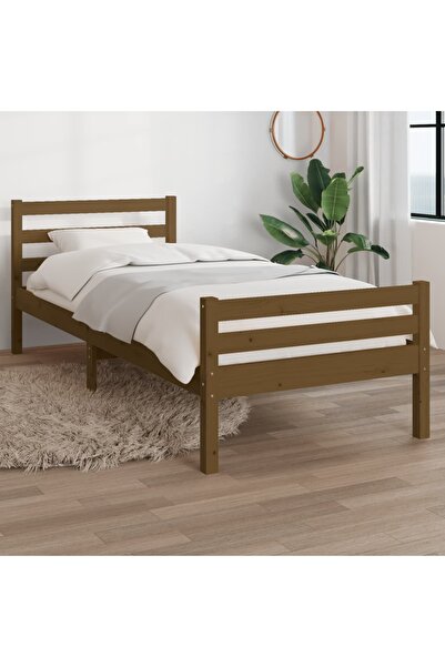 Concept Σκελετός κρεβατιού Μικρό Μονό 2FT6 καφέ μελί 75x190 εκ. μασίφ ξύλο