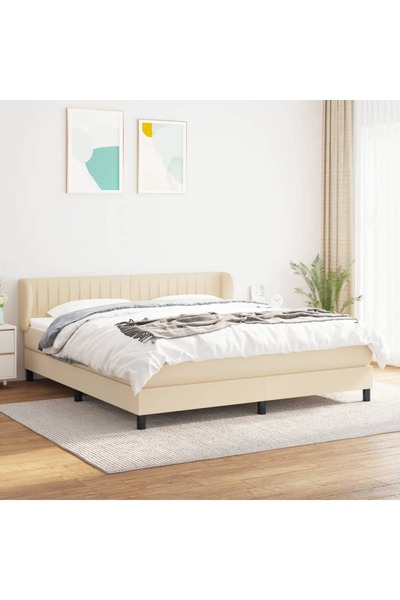 Concept Pat box spring cu saltea, crem, 160x200 cm, material textil