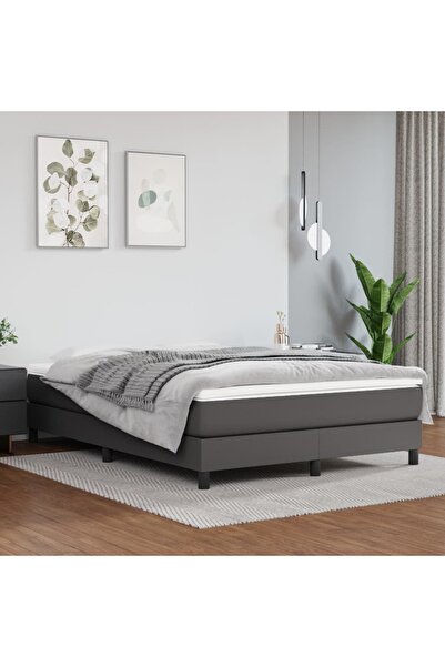 Concept Cadru de pat box spring, gri, 140x200 cm, piele ecologică