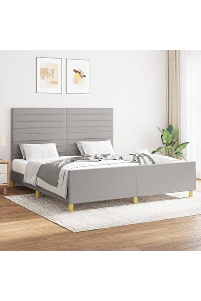 Concept Σκελετός κρεβατιού με κεφαλάρι, ανοιχτό γκρι, 160x200 cm, ύφασμα