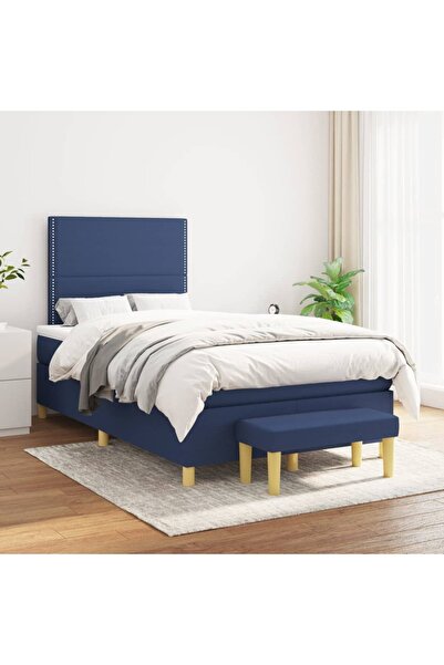 Concept Pat box spring cu saltea, albastru, 120x200 cm, textil