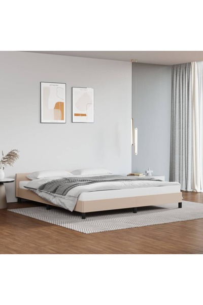 Concept Σκελετός κρεβατιού με κεφαλάρι, καπουτσίνο, 180x200 cm, οικολογικό Δε...