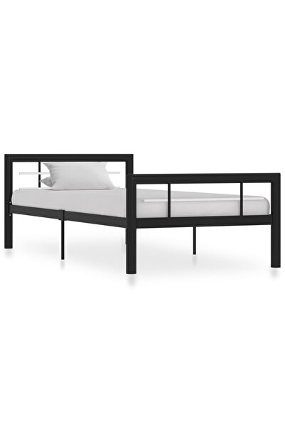 Concept Cadru de pat, negru și alb, 100 x 200 cm, metal