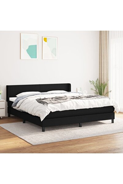 Concept Pat box spring cu saltea, negru, 180x200 cm, catifea