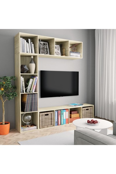 Concept Dulap cărți / TV, 3 piese, stejar Sonoma, 180 x 30 x 180 cm