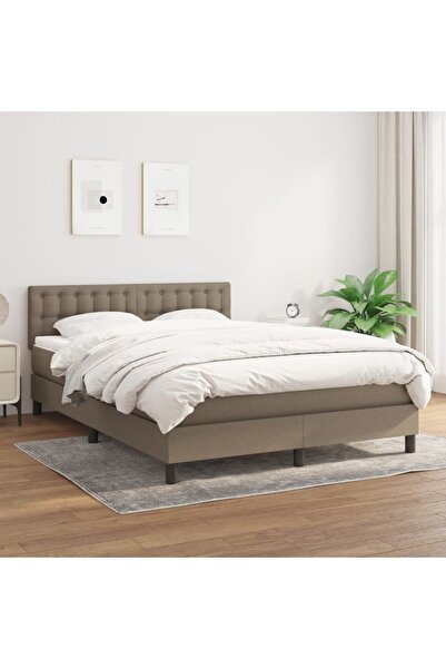 Concept Pat box spring cu saltea, gri taupe, 140x200 cm, textil